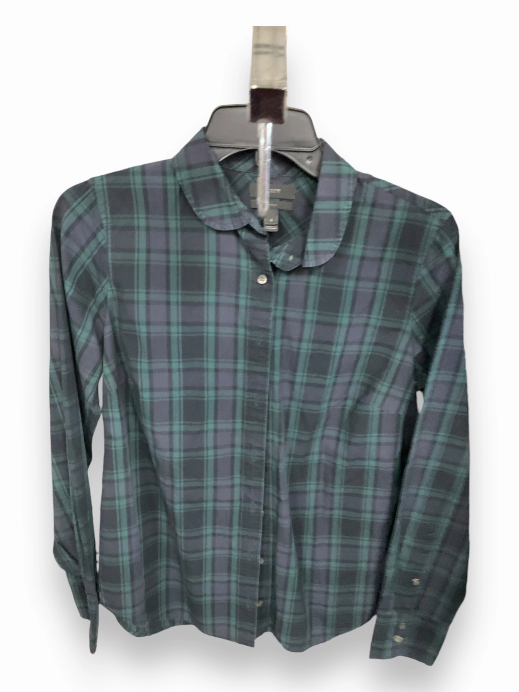 Fashionable Shirt FadeResistant Dye Top Long Sleeve By J. Crew In Plaid Pattern, Size: 6