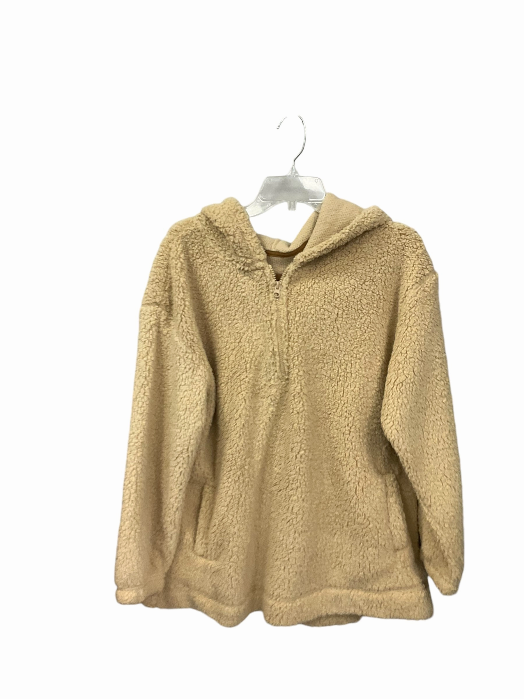 Stylish T-shirt RibbedCuff Top Long Sleeve By Koolaburra By Ugg In Beige, Size: L