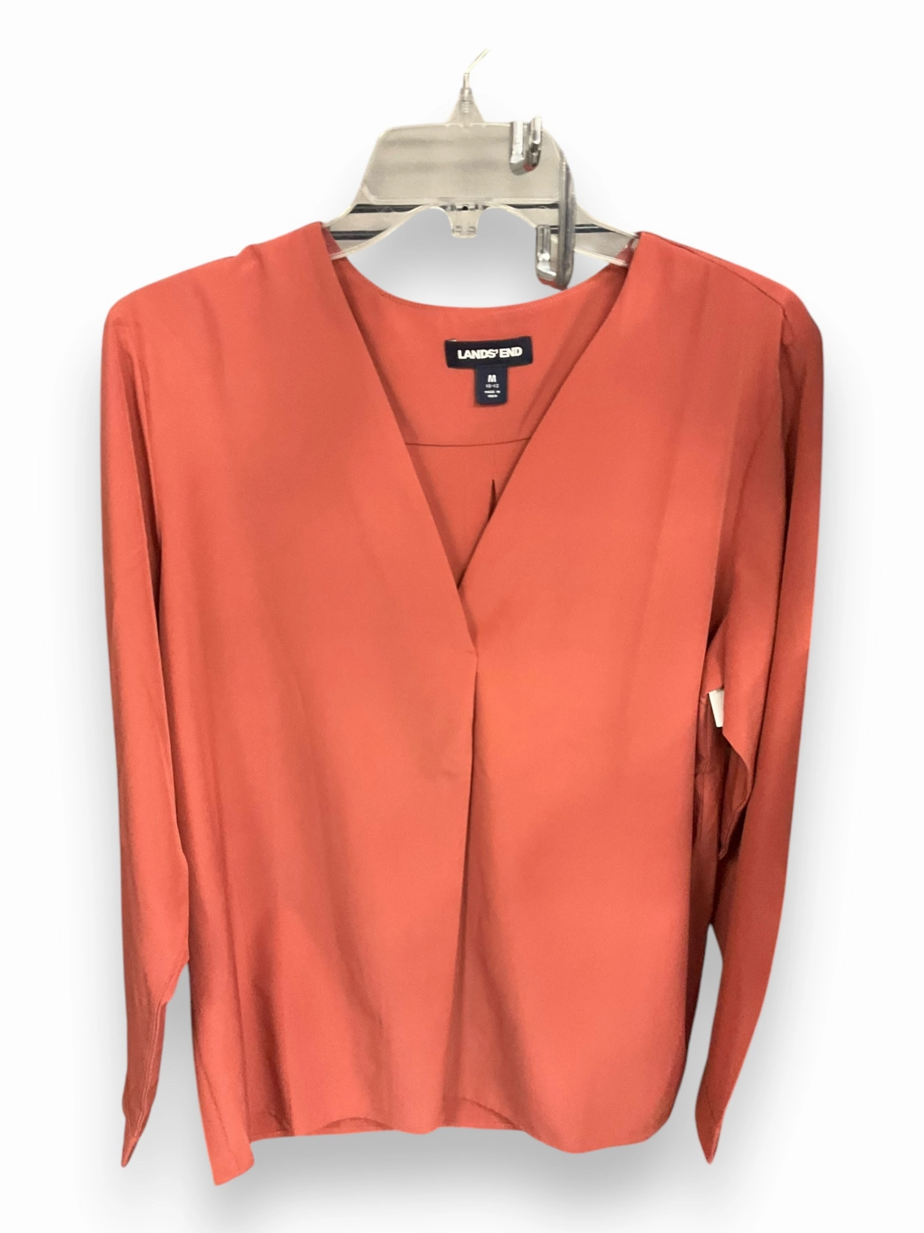 Soft Touch Fabric Top Long Sleeve By Lands End In Coral, Size: M