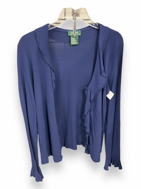 Summer Sweater Garment Washed Top Long Sleeve By Lauren By Ralph Lauren In Blue, Size: L