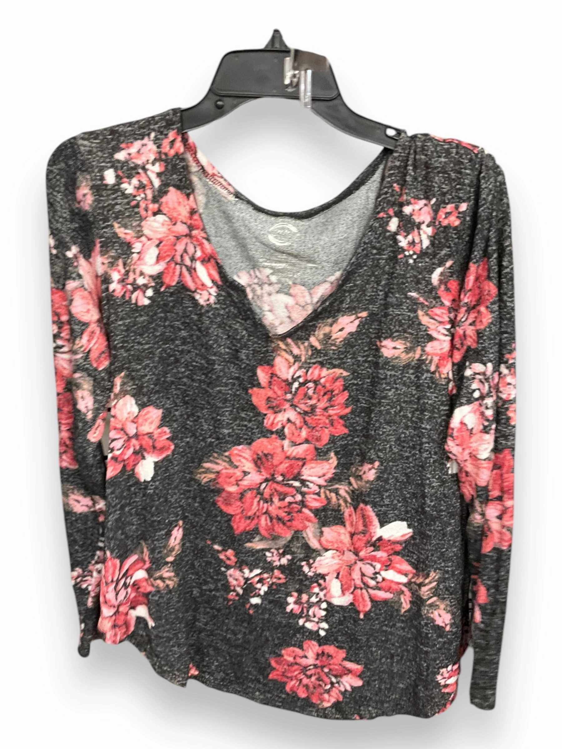 Bound Seam Edges ZeroWastePattern Top Long Sleeve By Maurices In Grey & Red, Size: L