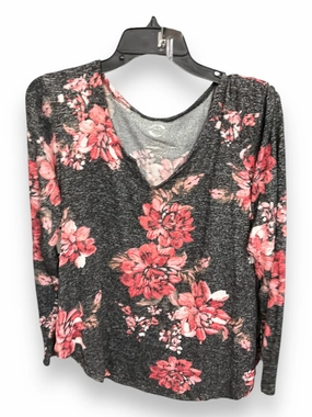 Bound Seam Edges ZeroWastePattern Top Long Sleeve By Maurices In Grey & Red, Size: L