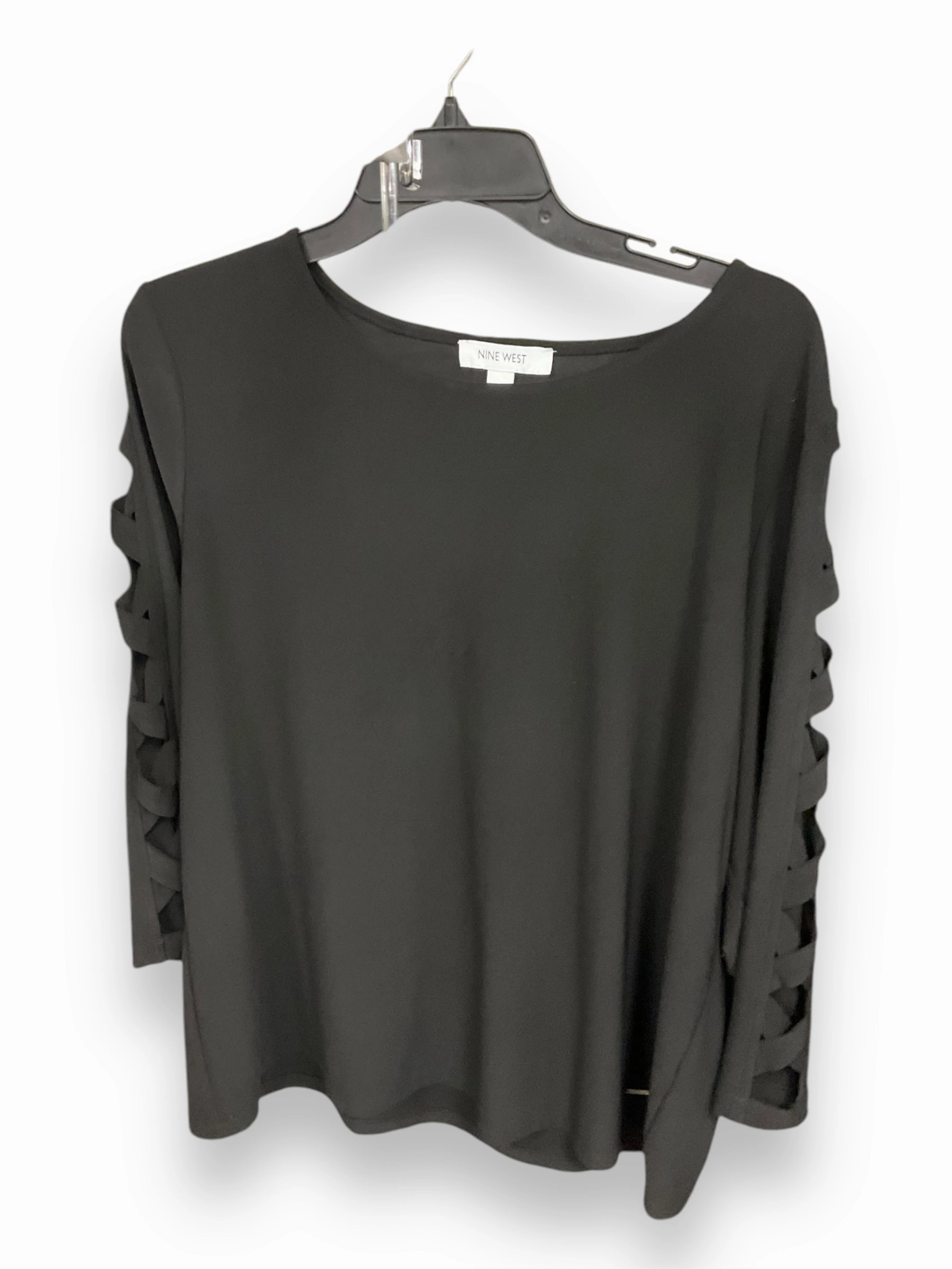 FrictionResistant Fabric WrinkleResistant Fabric Top Long Sleeve By Nine West In Black, Size: Xl