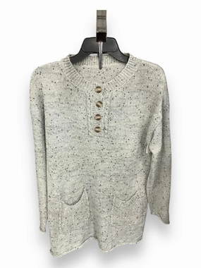WrinkleResistantWeave Flexible Ribbed Cuffs Top Long Sleeve By Shein In Grey, Size: S