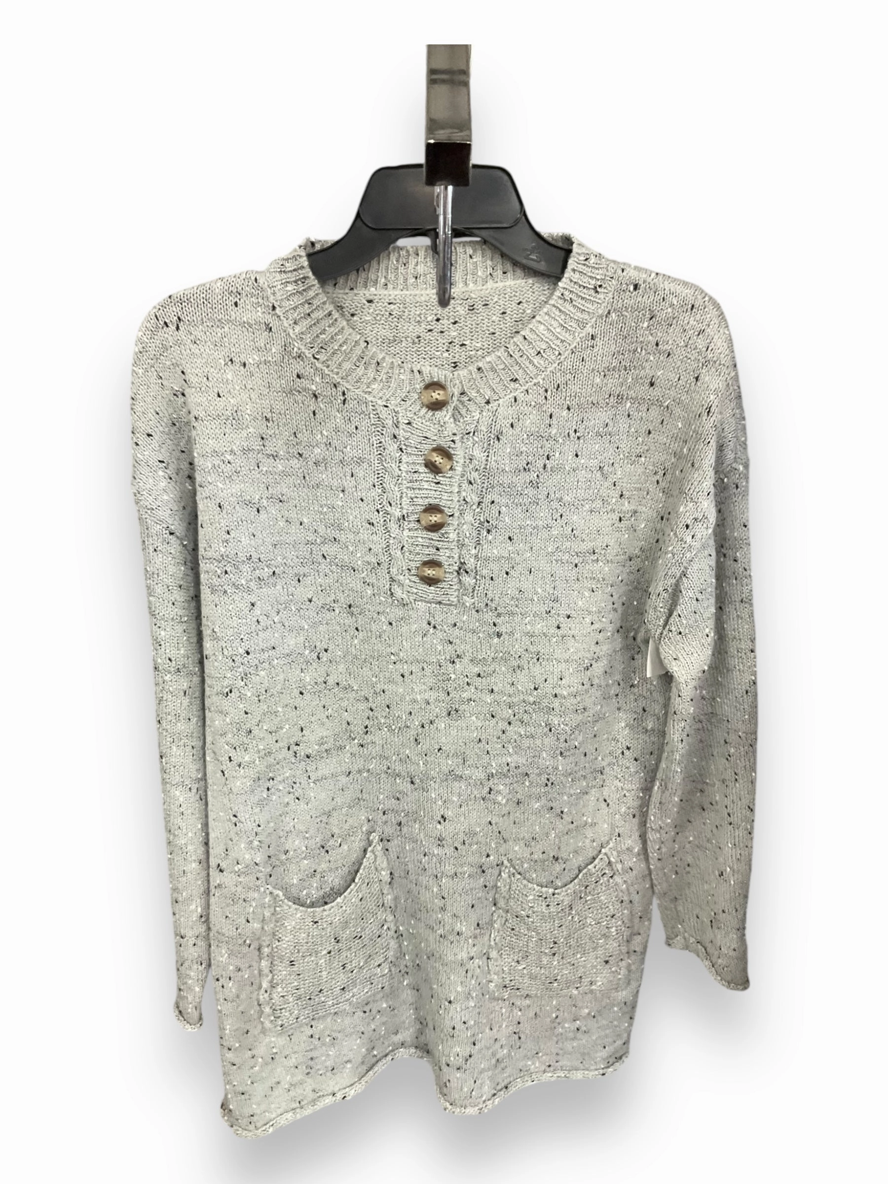 WrinkleResistantWeave Flexible Ribbed Cuffs Top Long Sleeve By Shein In Grey, Size: S