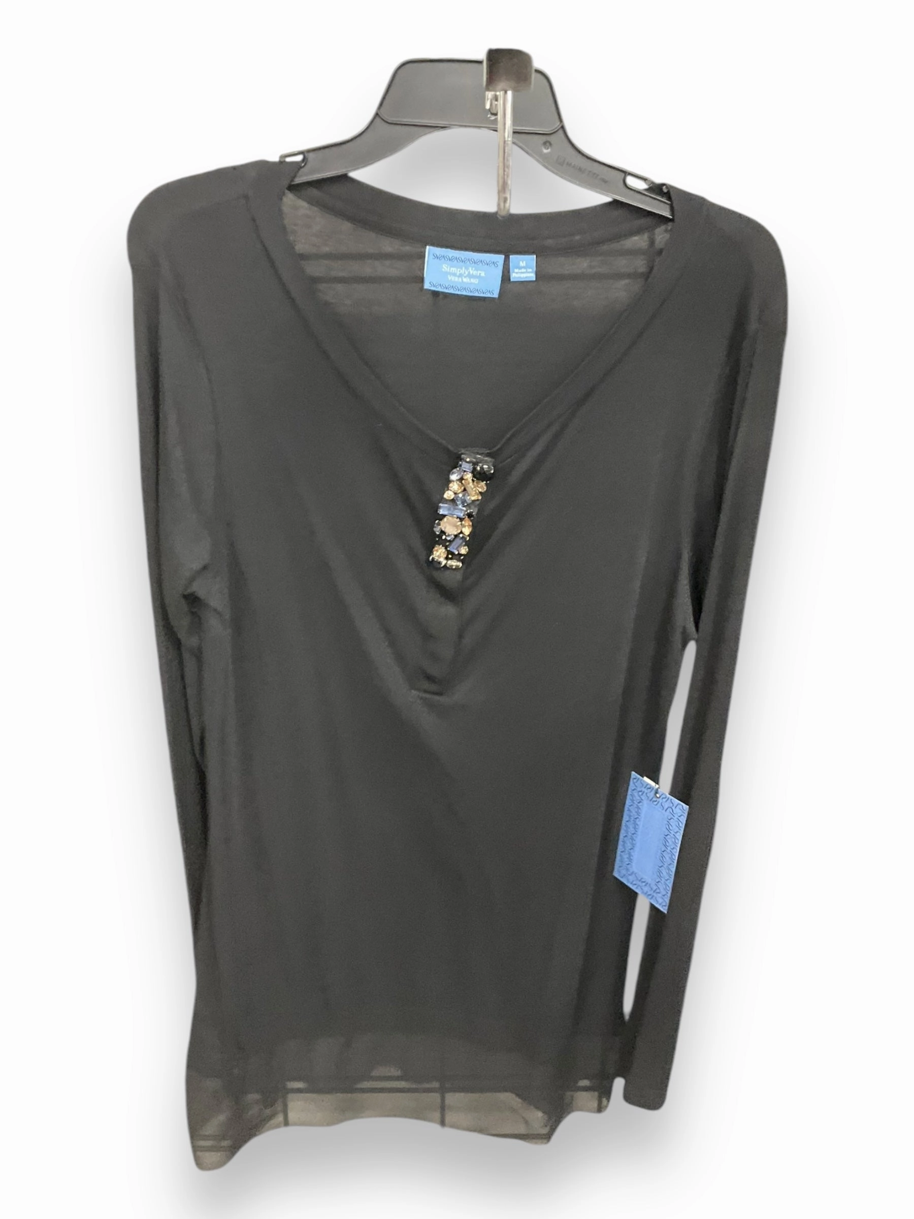 Top Long Sleeve By Simply Vera In Black, Size: M High Neck Design