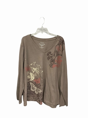 Top Long Sleeve By Sonoma In Brown, Size: 3x Anti Static Weave Technology EasyCare Material
