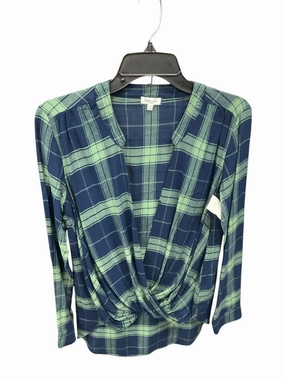 Friction Resistant Finish SweatGuard Lining Top Long Sleeve By Splendid In Plaid, Size: Xs