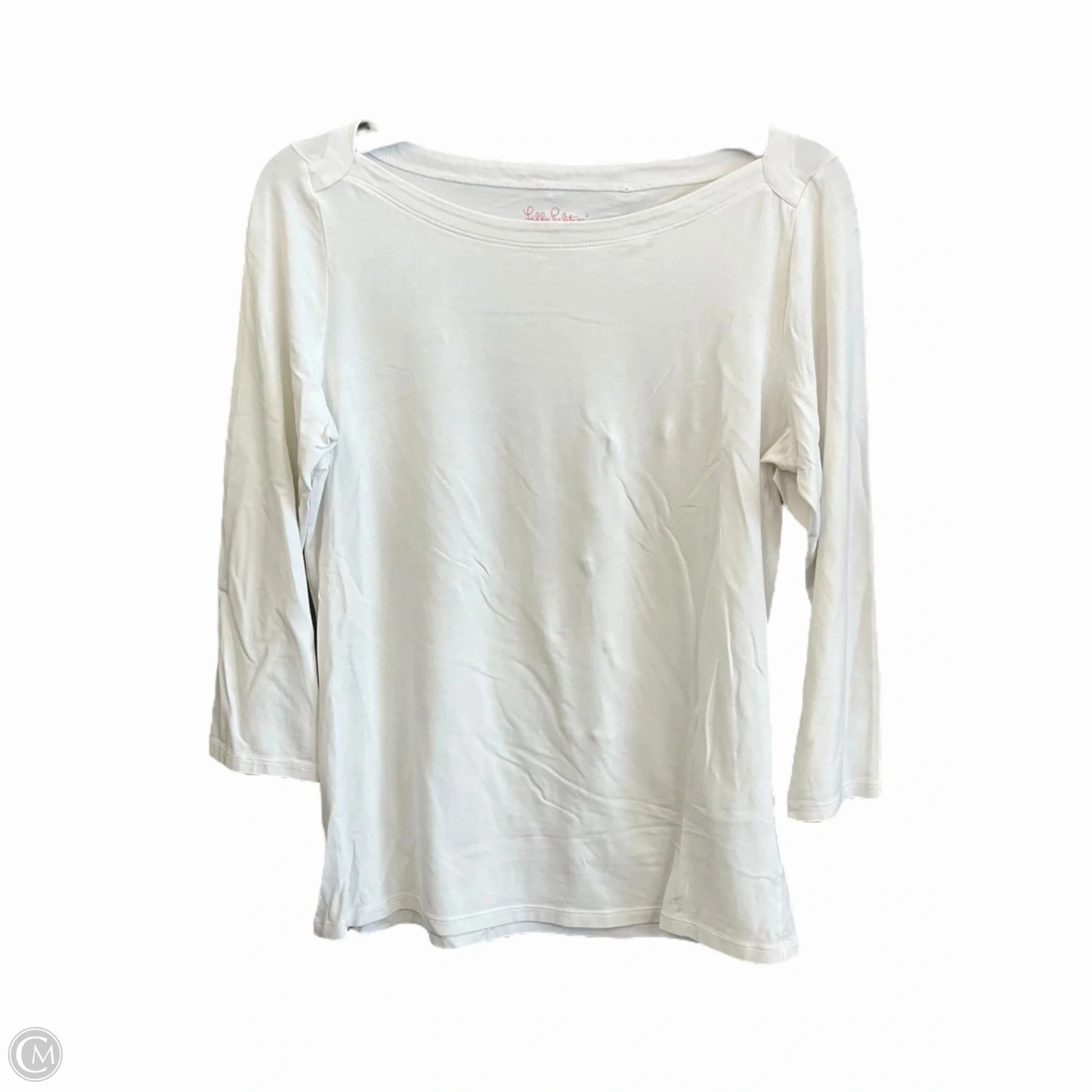 FrictionFreeNeckline Reinforced Hemline Top Long Sleeve Designer By Lilly Pulitzer In White, Size: M