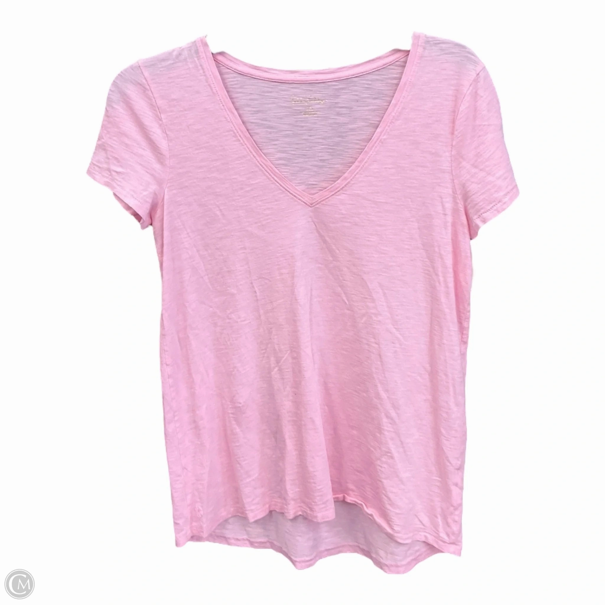 Friction Resistant Finish Fashionable Shirt Top Short Sleeve Basic By Lilly Pulitzer In Pink, Size: Xs