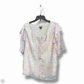 Stylish Dress Top Short Sleeve By Ann Taylor In Purple & Yellow, Size: Xxl