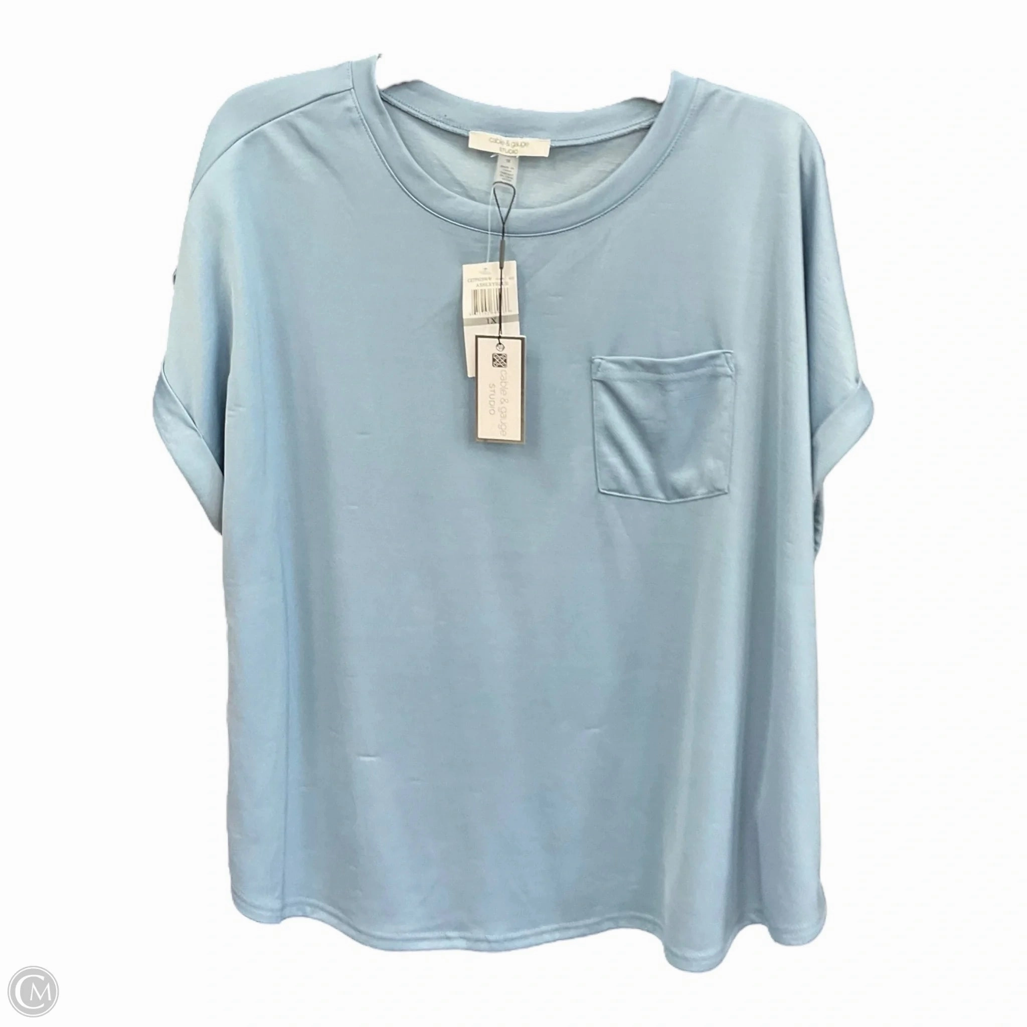 Top Short Sleeve By Cable And Gauge In Blue, Size: 1x FrictionResistant Fabric