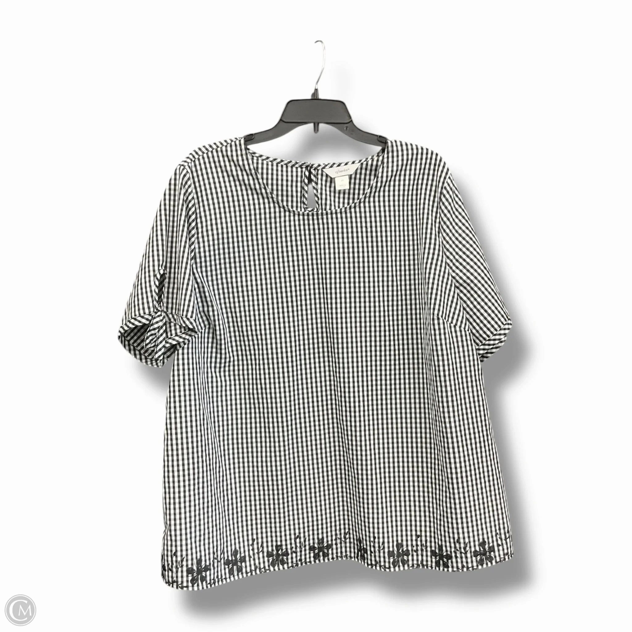 Top Short Sleeve By Cj Banks In Black & White, Size: 2x Ribbed Hem Finish Flexible Ribbed Cuffs