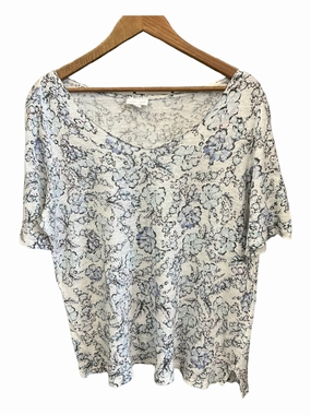 V-neck Blouse Scoop Neck Shape Top Short Sleeve By J Jill  Size: L