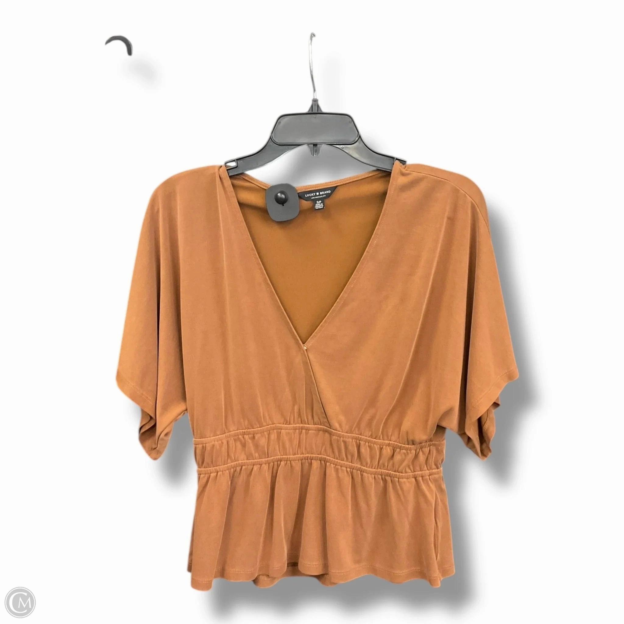 Reflective Safety Trim Top Short Sleeve By Lucky Brand In Brown, Size: S