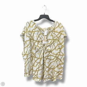 Top Short Sleeve By Michael By Michael Kors In White & Yellow, Size: 2x Professional Look Double Stitched Seams