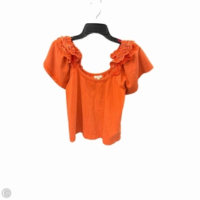 Relaxed Silhouette RibbedHemline Top Short Sleeve By Pilcro In Orange, Size: Xs