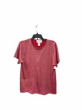YarnDyed Stripes Top Short Sleeve By Susan Graver In Red, Size: L