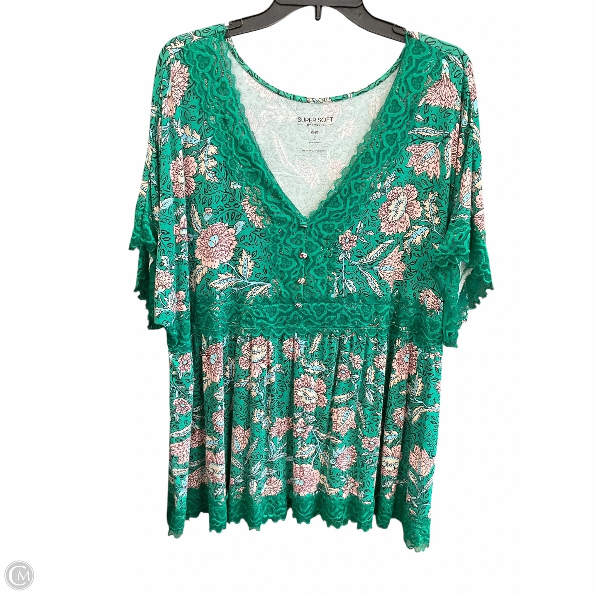 FlexibleCuffs Top Short Sleeve By Torrid In Floral Print, Size: 4x
