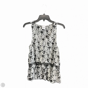 Top Sleeveless By Cabi In Black & White, Size: Xs Zero Waste Cut Pattern Loose cut