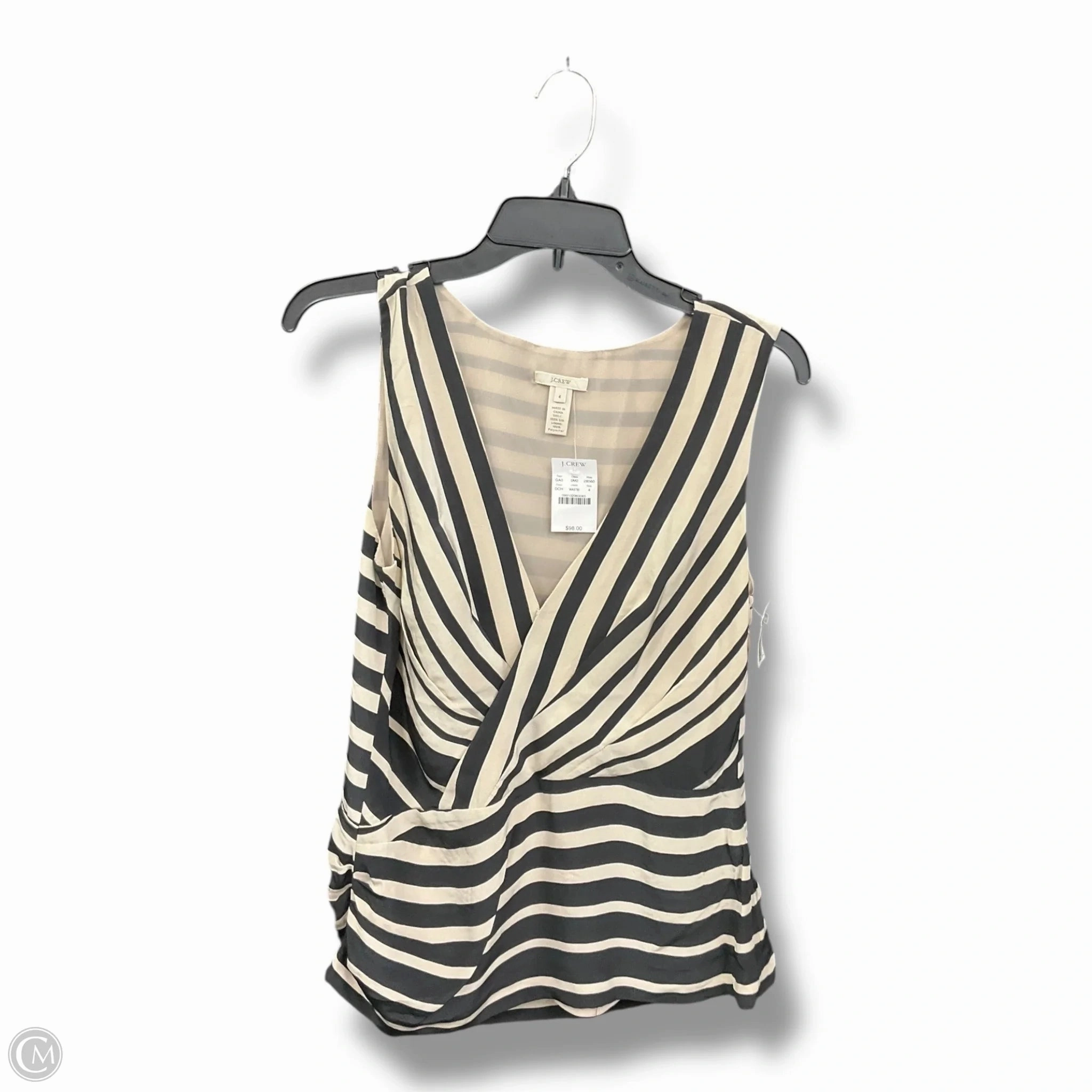 Top Sleeveless By J. Crew In Black & Cream, Size: 4 Breathable Mesh Back Loose cut