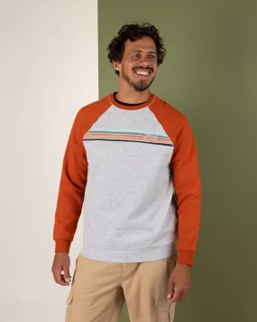 Everyday Comfort Wear Versatile Style Torn Stripe - Mens Raglan Sweat - Orange/Grey
