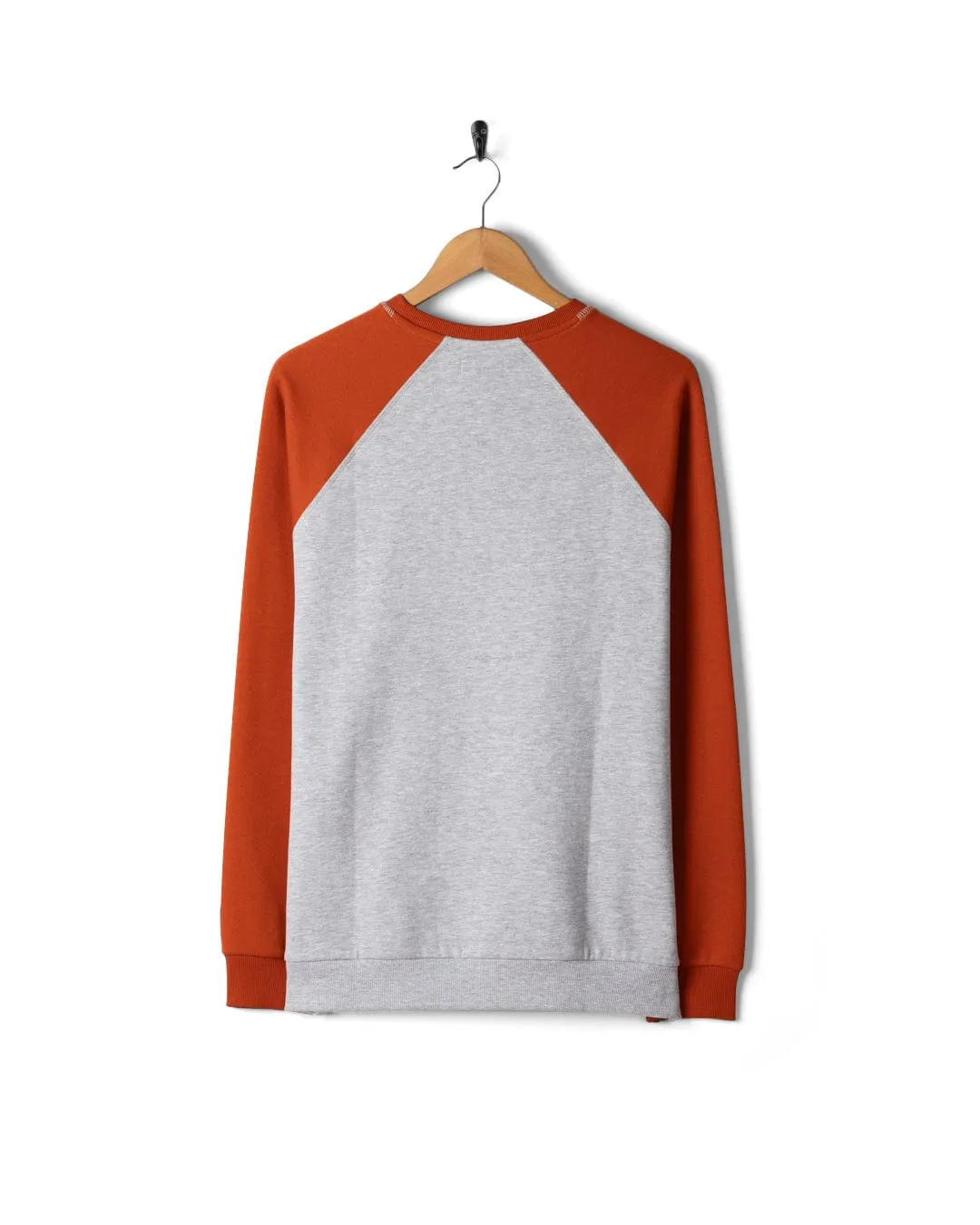 Torn Stripe - Mens Raglan Sweat - Orange/Grey Lightweight Wear Knitted Design
