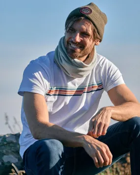 Torn Stripe - Mens Short Sleeve T-Shirt - White soft look