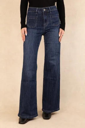 Lightweight Toxik High Waisted Flared Blue Denim Jeans