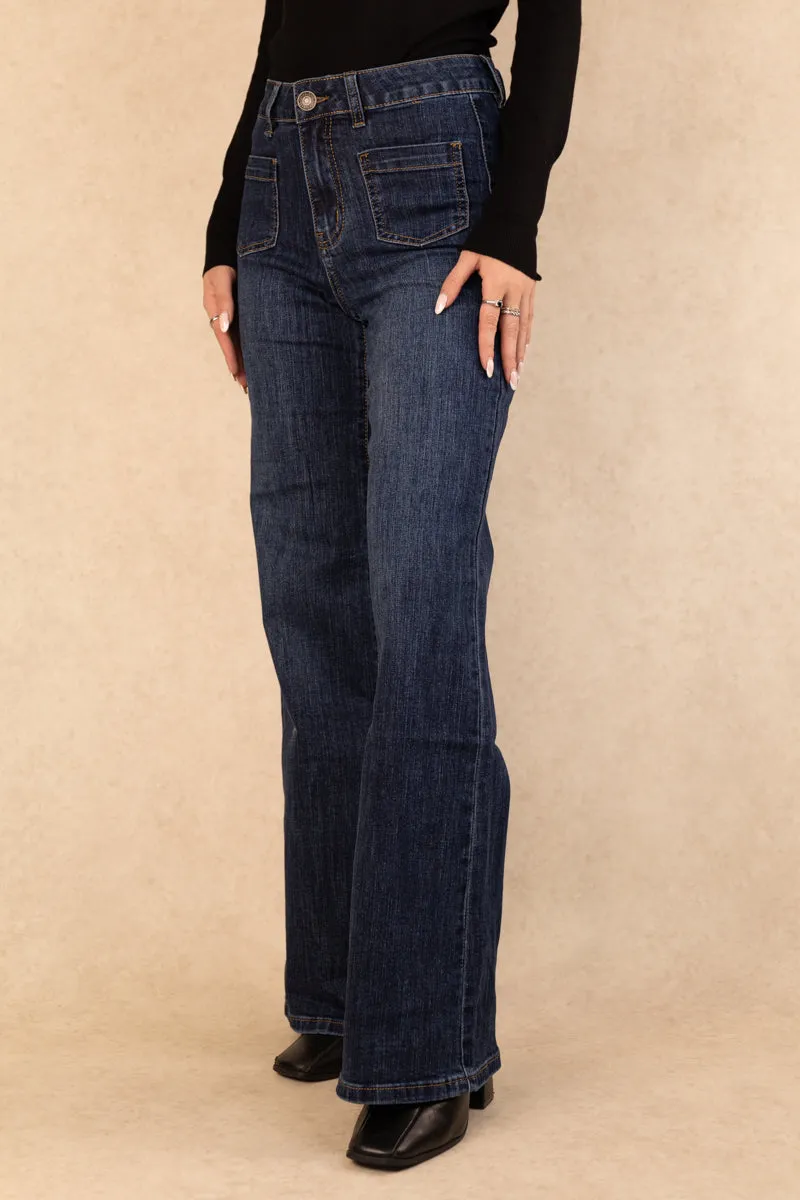 Cool Weather ReinforcedKnees Toxik High Waisted Flared Blue Denim Jeans