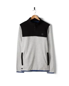 Casual Layer Simple Knitwear Track - Mens 1/4 Neck Sweat Shirt - Black/Grey