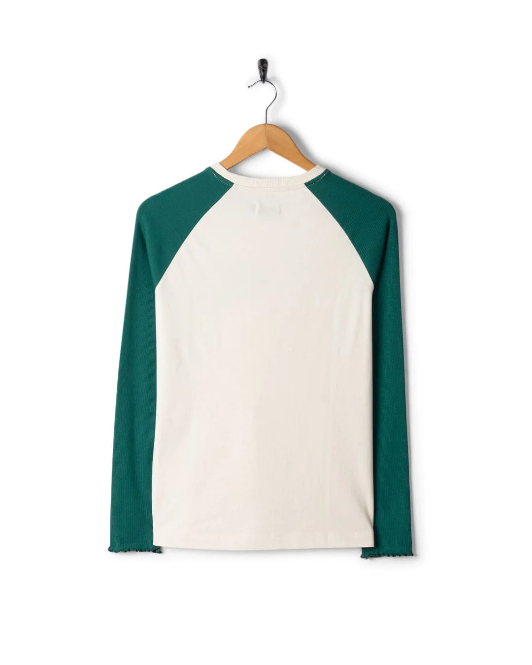 Fresh Look Garment Washed Texture Trader Ditsy - Womens Long Sleeve T-Shirt - Teal