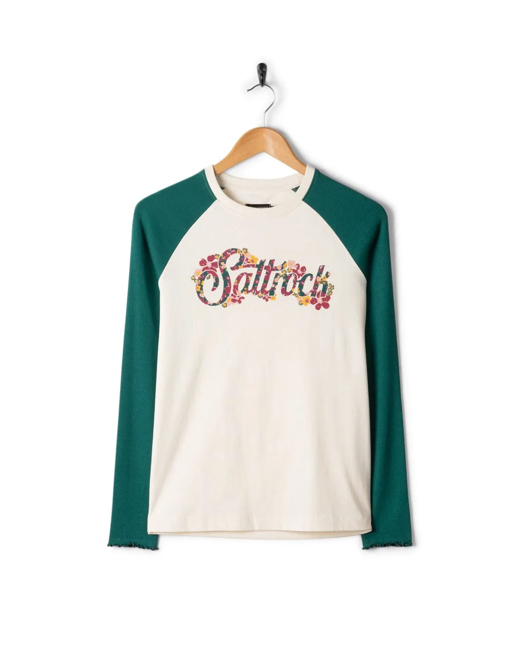 OversizedSilhouette Simple and Comfortable Trader Ditsy - Womens Long Sleeve T-Shirt - Teal