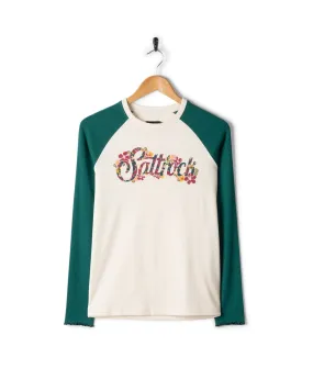 Street Trendy Trader Ditsy - Womens Long Sleeve T-Shirt - Teal