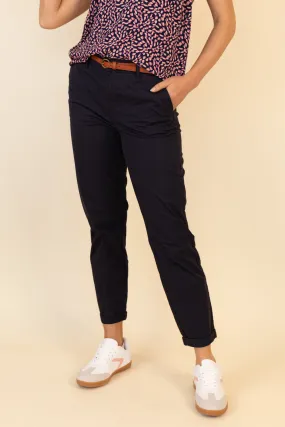 Biana Cotton Navy Belted Chino Stay Cool