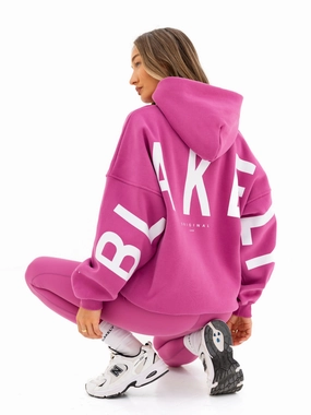 Isabel Oversized Hoodie - Pink Yoke Back Design Luxury Feel