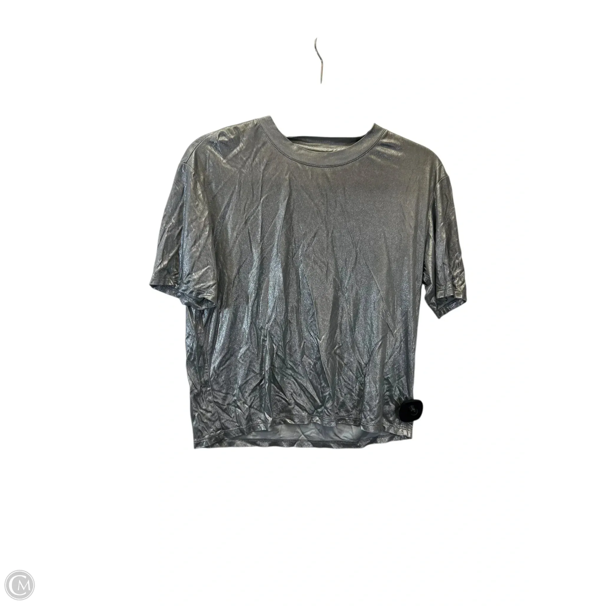 Abstract print Top Short Sleeve Designer By Cmb In Silver, Size: S