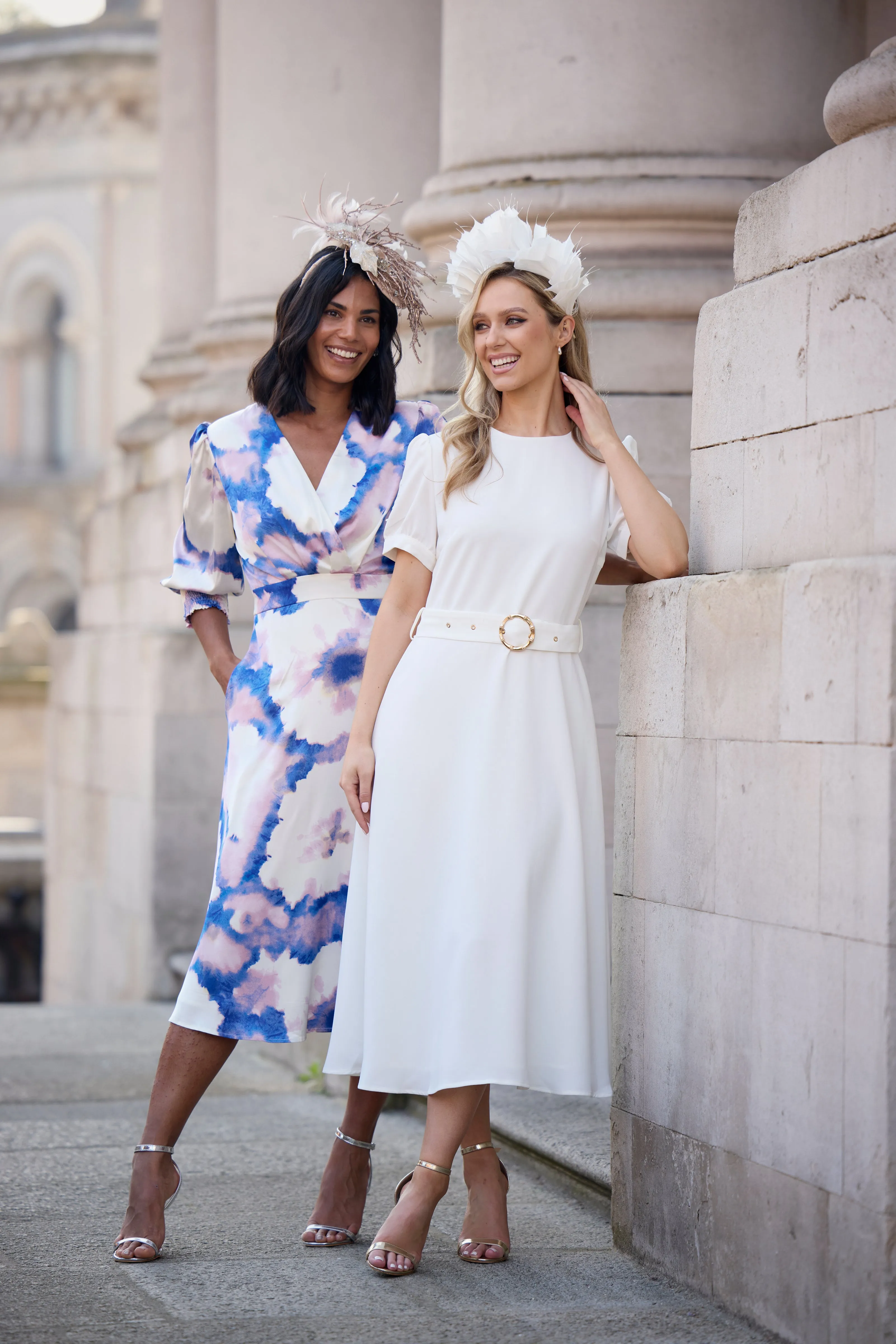 Smooth Surface Laura White Belted Crochet Sleeve Dress