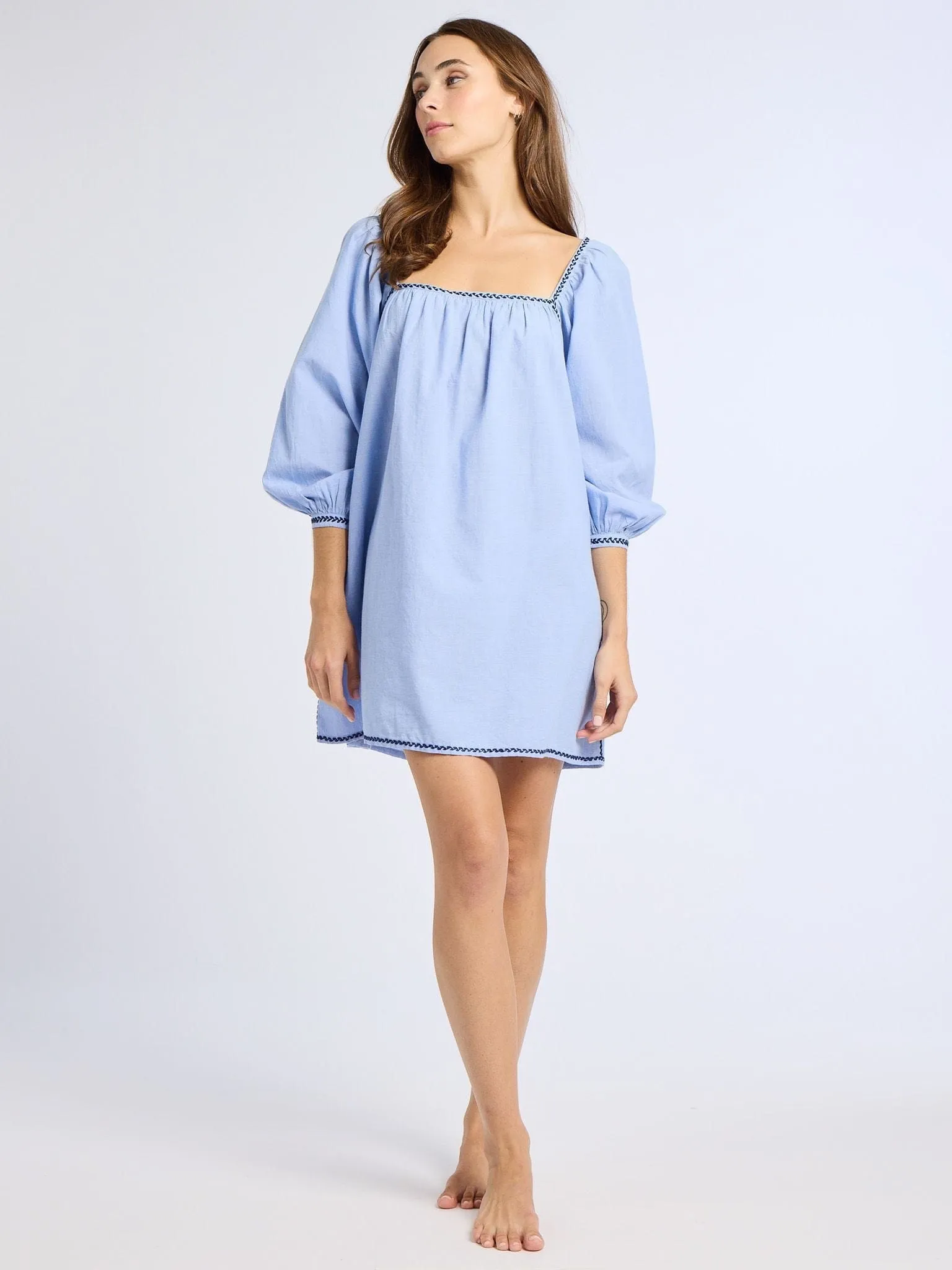 Alma Dress in Ciel Sequin-Detail Lunch Date