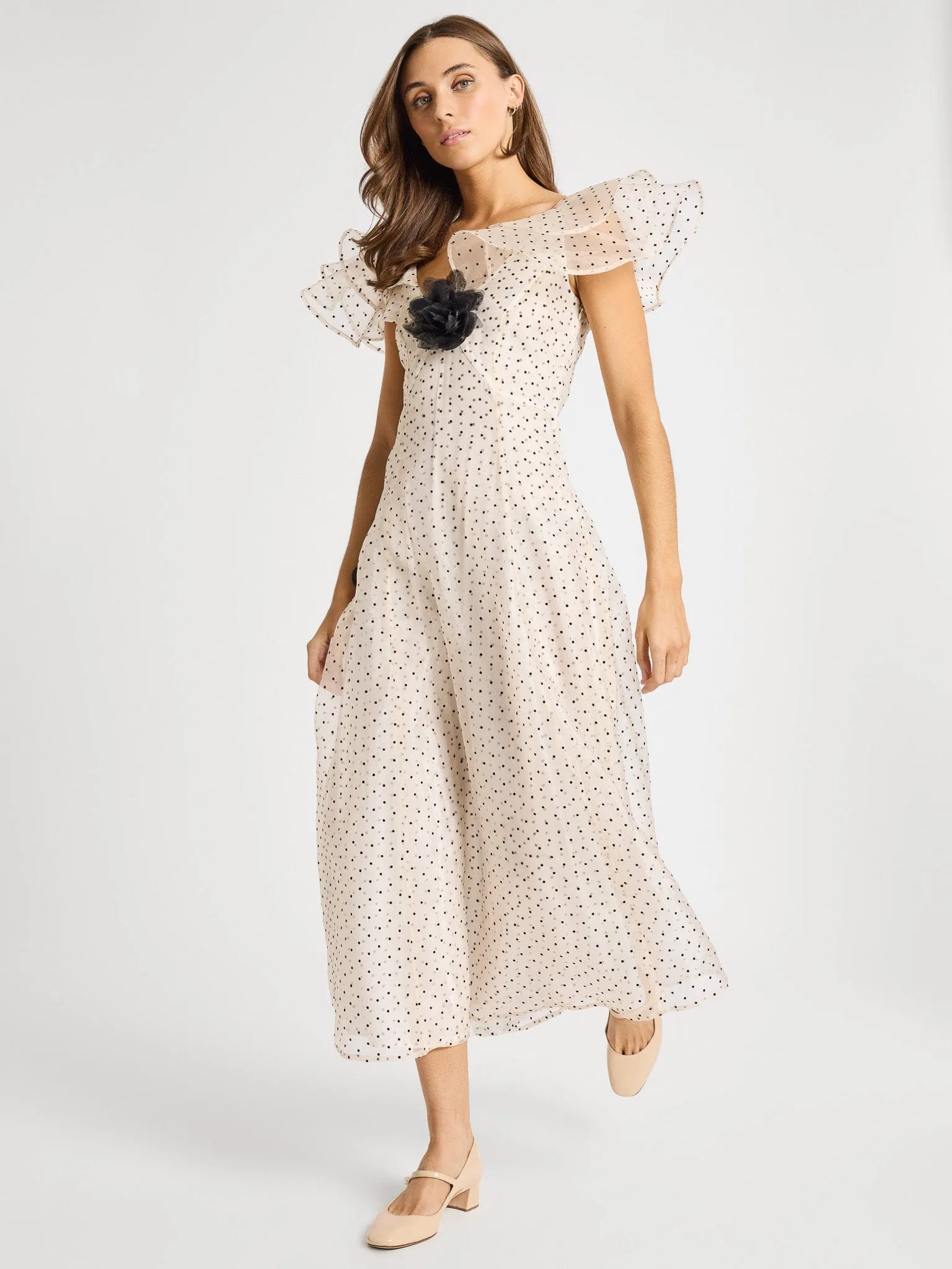 Lucie Dress in Organza Dot City-Style
