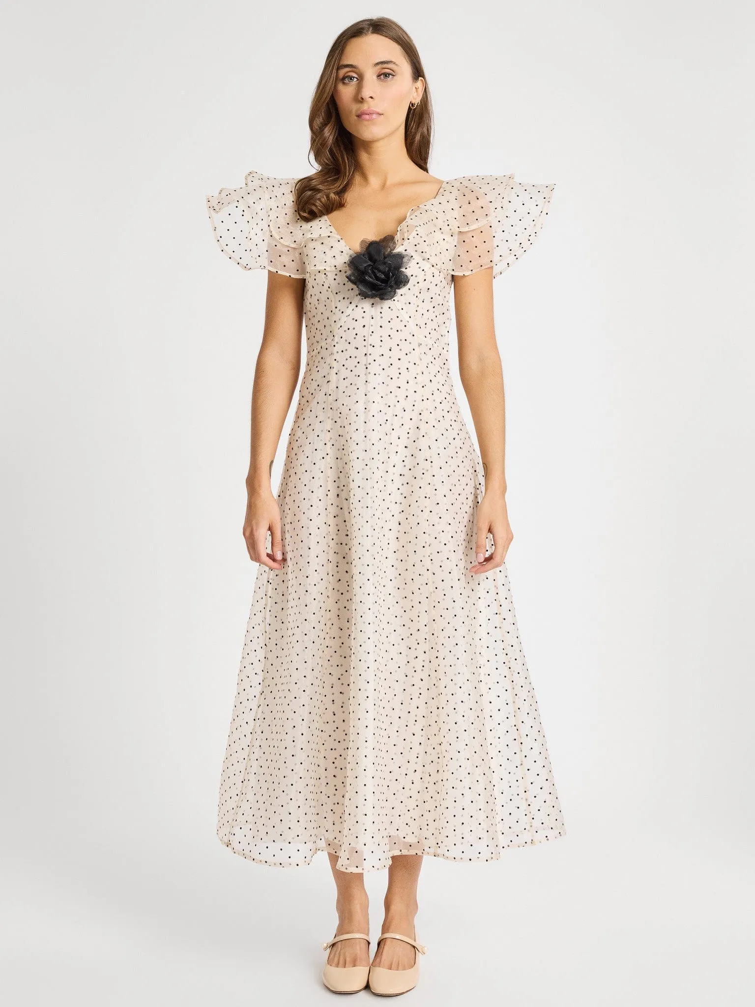 Lucie Dress in Organza Dot Soft Glide Workwear Comfort