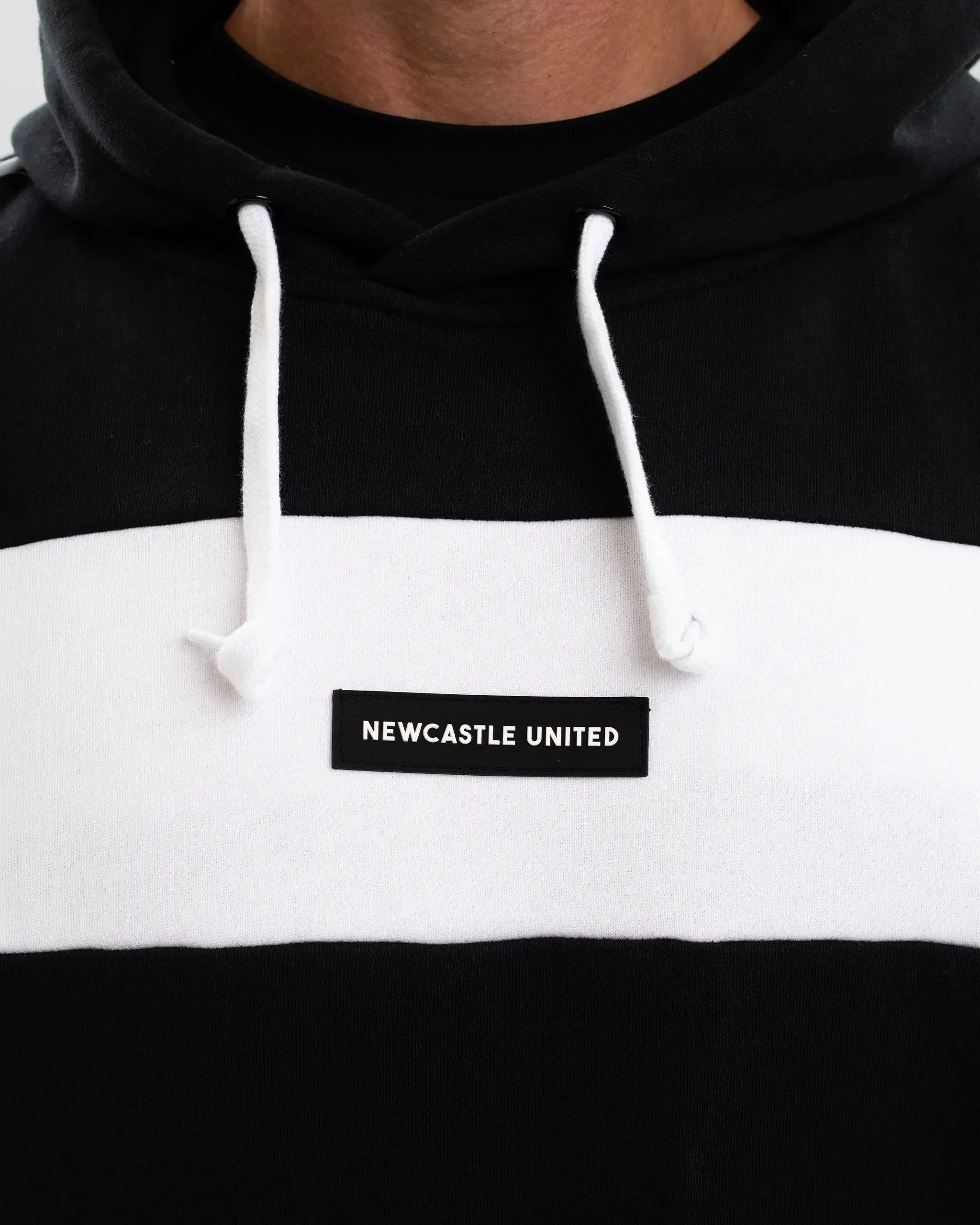 Newcastle United Men's Black Colour Block Hoodie Lightweight Fit