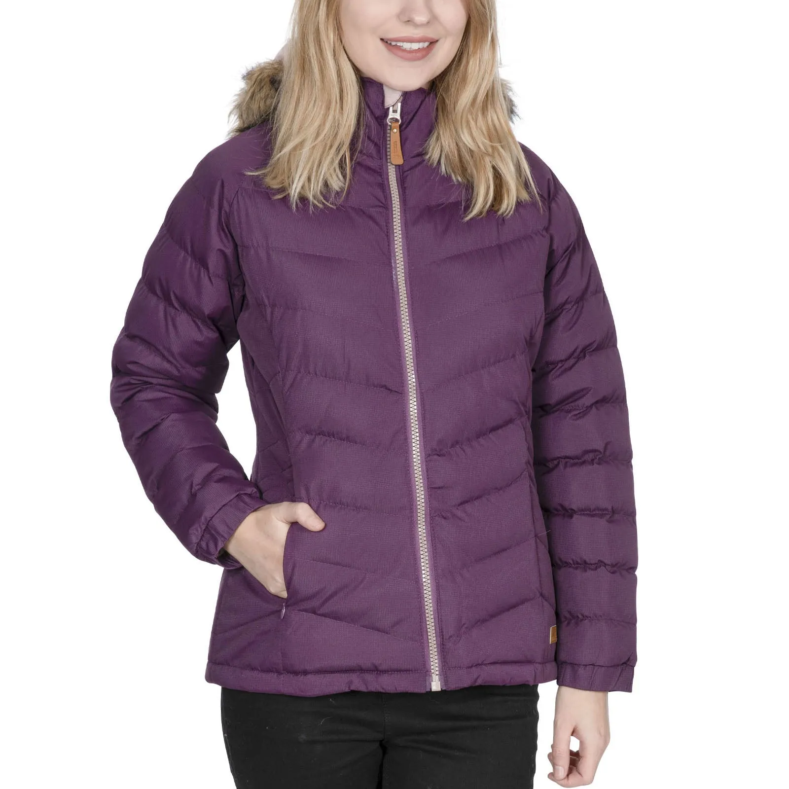 Trespass Womens Nadina Fur Lined Padded Jacket Moisture Managing Liner Belted Style