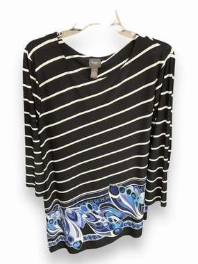 Comfy Fit Tunic 3/4 Sleeve By Chicos In Striped Pattern, Size: Xl