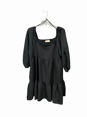 Contrast Topstitching Detail Relaxed Tank Tunic 3/4 Sleeve By Levis In Black, Size: Xl