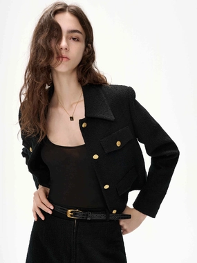 Tweed Boxy Fit Jacket Moisture Wicking Technology Adaptive Silhouette