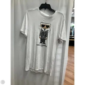 SoftenedNeckline Top Short Sleeve Designer By Karl Lagerfeld In White, Size: Sp