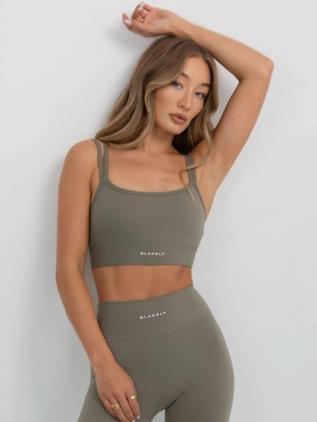 V-neck seams Ultimate Double Strap Bra - Safari Green