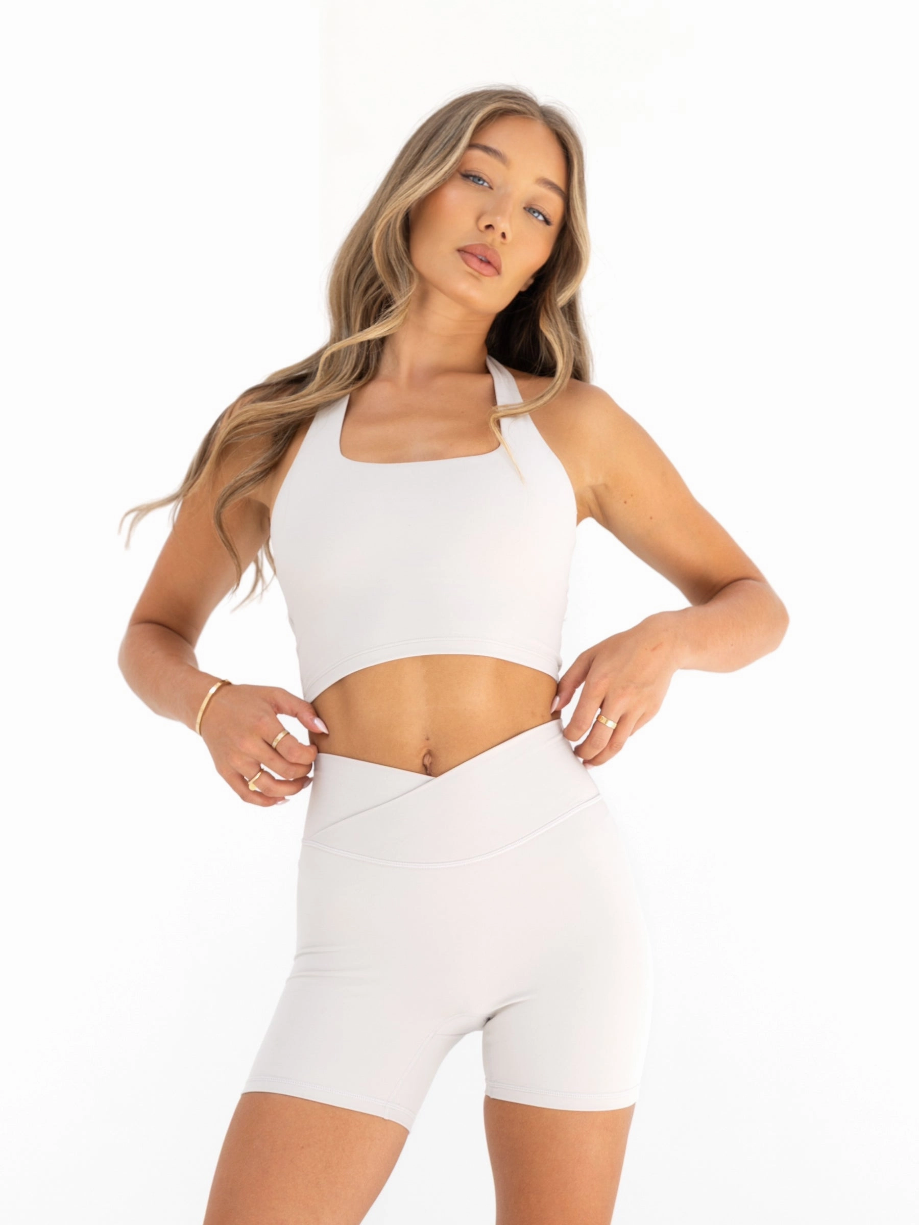 thermal fabric Muscle Support Fit Ultimate Halter Neck Bra - Ivory