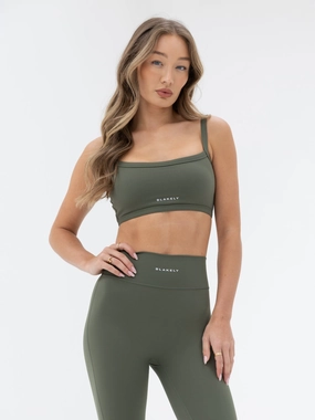 Easy Fabric Half-sleeved seams Ultimate Sports Bra - Khaki Green